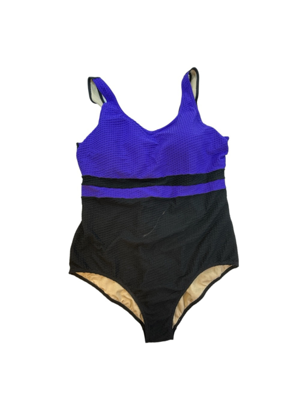 Aquamore One Piece Swimsuit Purple Black Textured Plus Size 24W Tummy Control